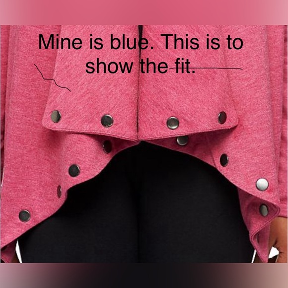 LOGO By Lori Goldstein Draped Throw Cardigan With Stud Detail. Blue Size 2X - Picture 9 of 10